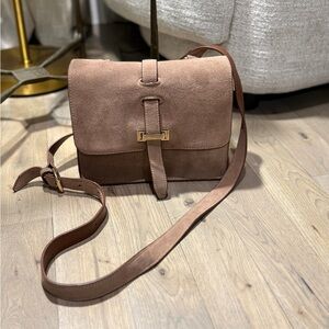 INZI Beige Suede Crossbody Bag